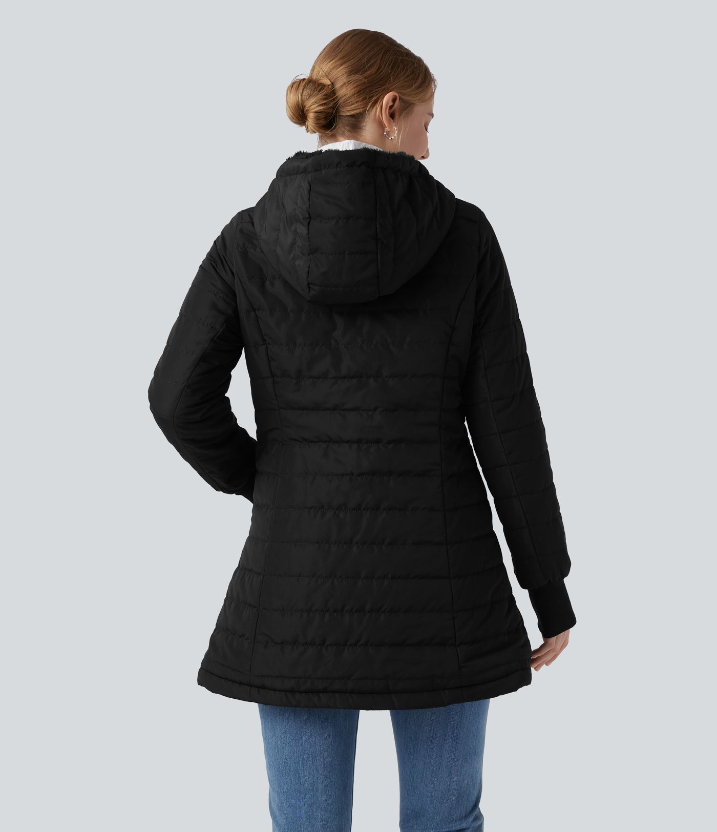 Hooded Zipper Long Sleeve Casual Sherpa Faux Fur hooded Jacket with Pockets