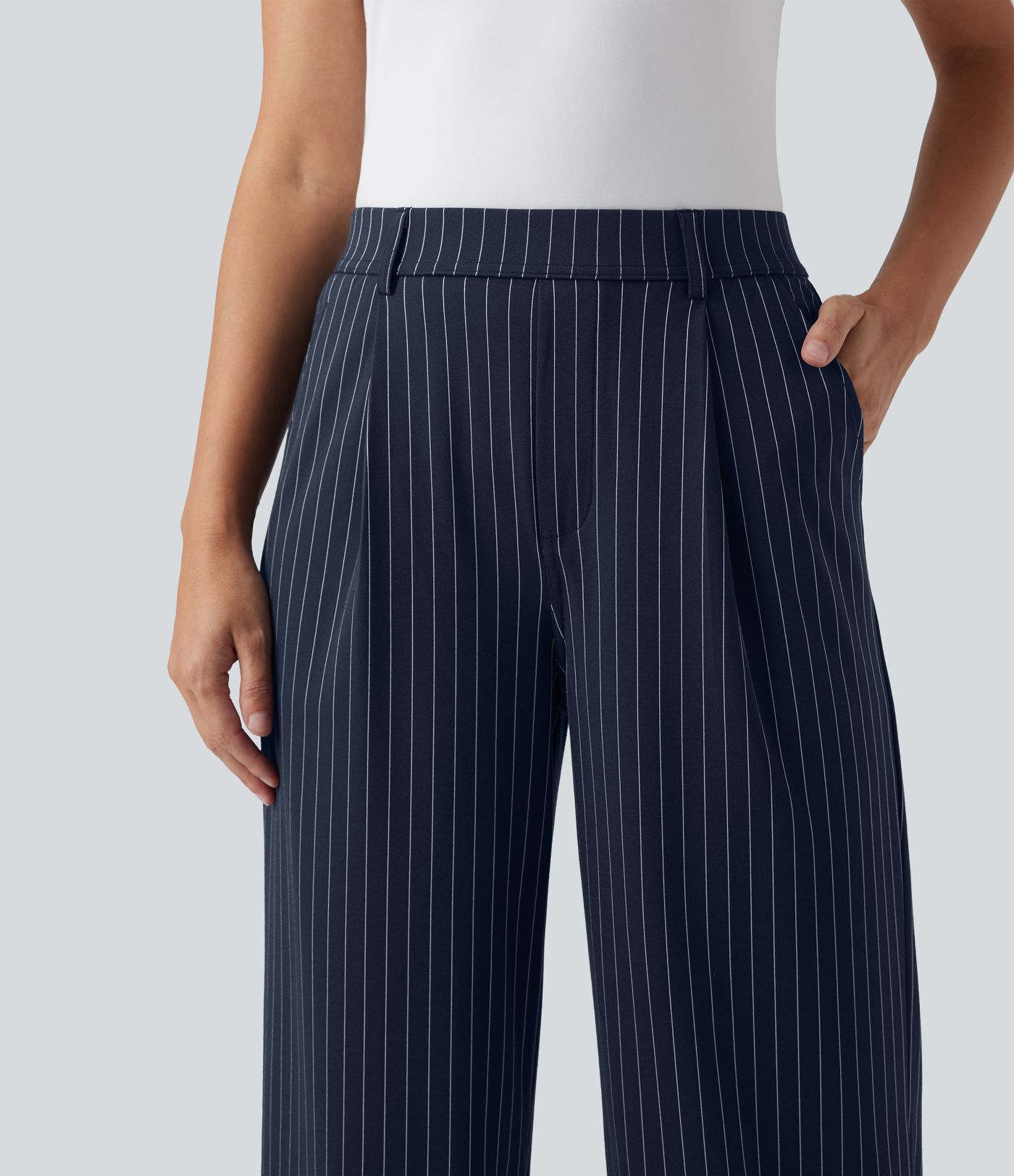 Halara Flex™ High Waisted Straight Leg Cool Touch Stripe Work Pants with Pockets