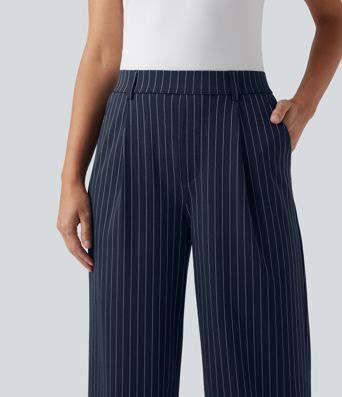 Halara Flex™ High Waisted Straight Leg Cool Touch Stripe Work Pants with Pockets
