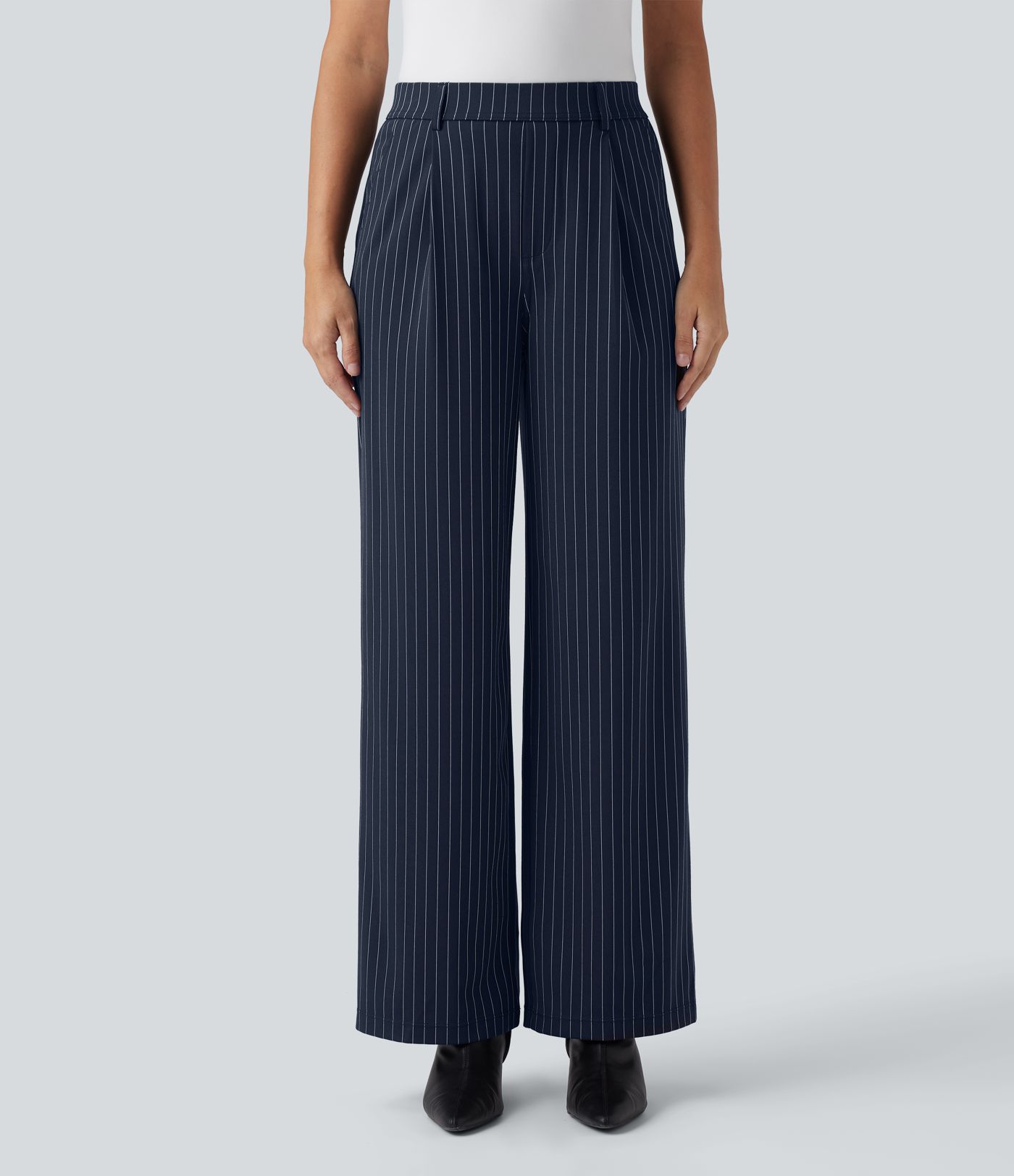 Halara Flex™ High Waisted Straight Leg Cool Touch Stripe Work Pants with Pockets