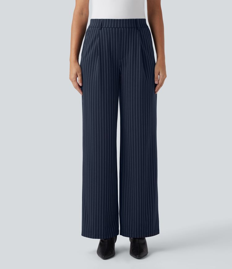 Halara Flex™ High Waisted Straight Leg Cool Touch Stripe Work Pants with Pockets