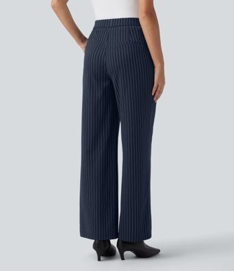Halara Flex™ High Waisted Straight Leg Cool Touch Stripe Work Pants with Pockets