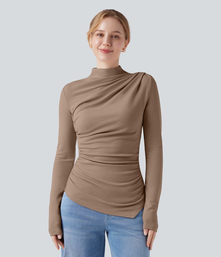 Damestops casual sweatshirt met lange mouwen klassieke ronde hals trui tops geklede grafische print losse trui baggy tuniek tops VK herfst winter, Blauw, S
