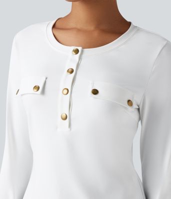 Henley Long Sleeve Casual Top