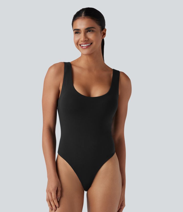 High Stretch U Neck Push-Up Casual Bodysuit