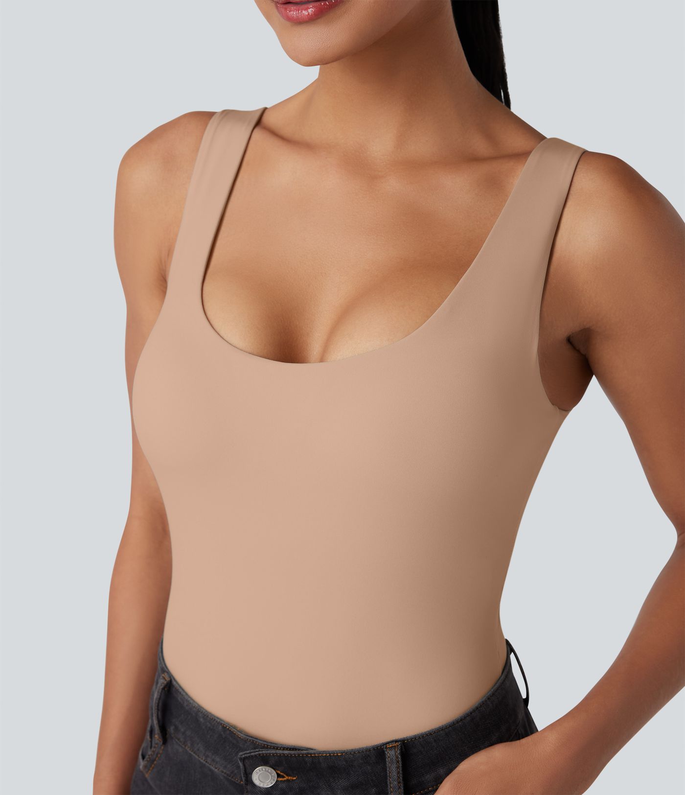 Body casual push-up ultra-extensible à col en U - Bonnet A/B