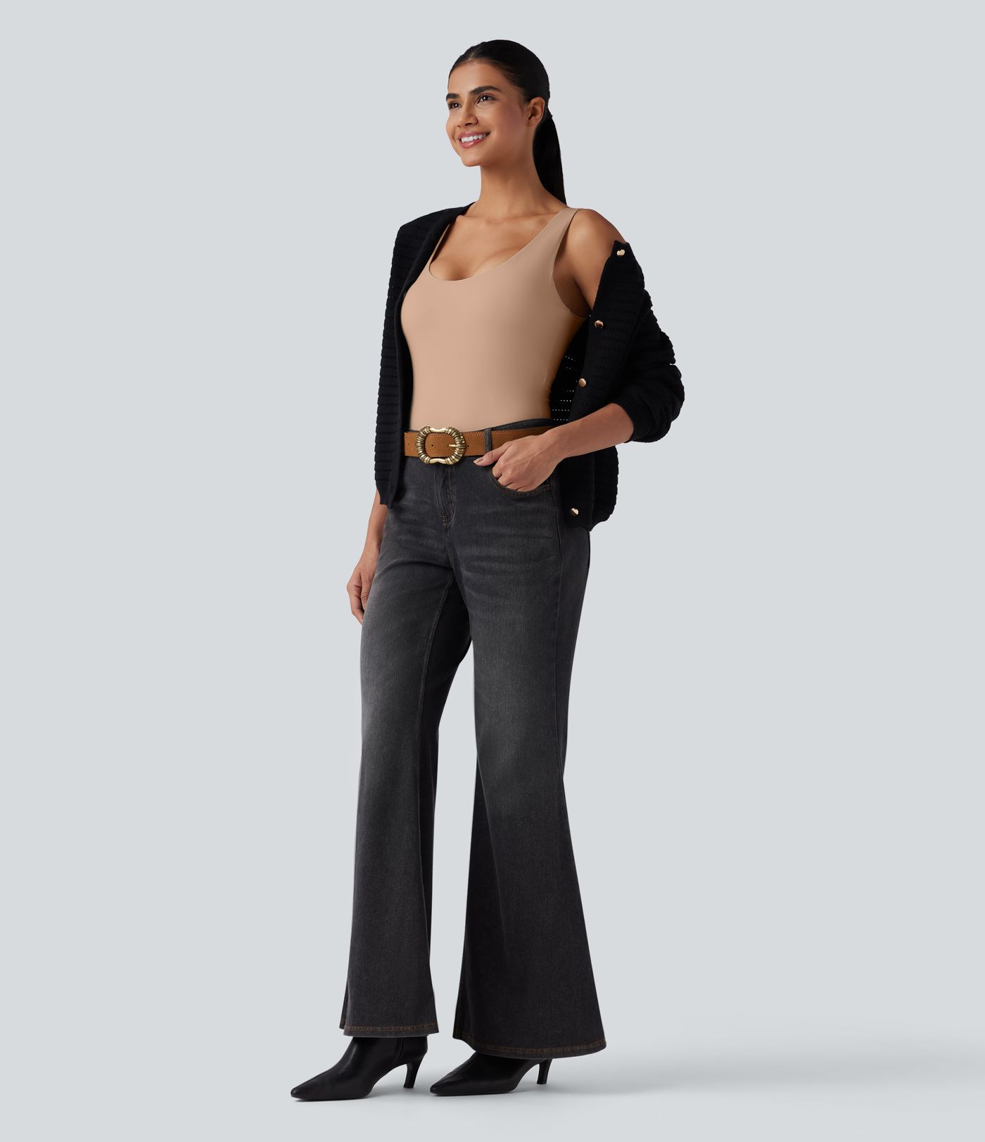 Body casual push-up ultra-extensible à col en U - Bonnet A/B