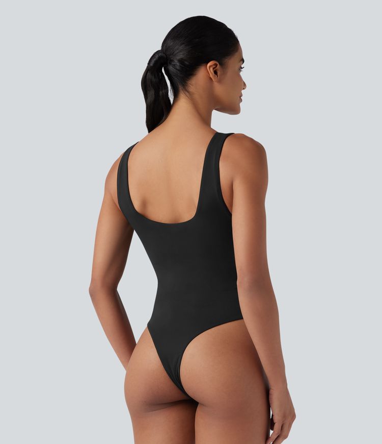 High Stretch U Neck Push-Up Casual Bodysuit