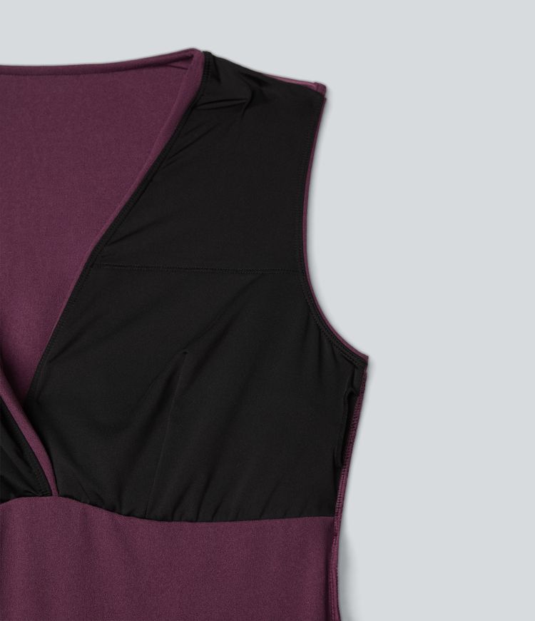 Wrinkle-resistant V-neck Sleeveless Wide Leg Work Jumpsuit with Pockets-Easy Peezy