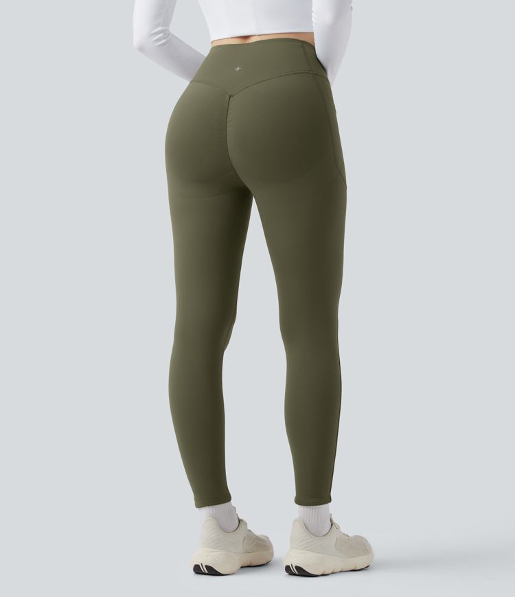 Halara UltraSculpt™ Legging de yoga taille haute à chaleur renforcée, froncé rehausseur de fesses, maintien abdominal, avec poches