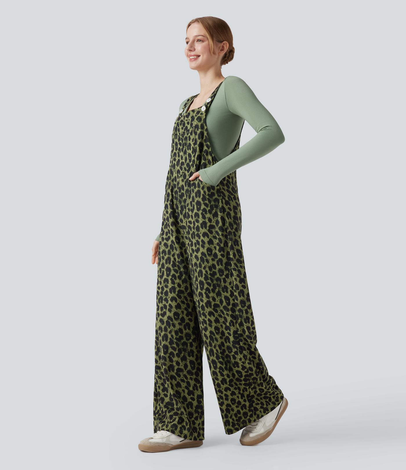 Lässiger Overall mit Seitentaschen und Waffelmuster