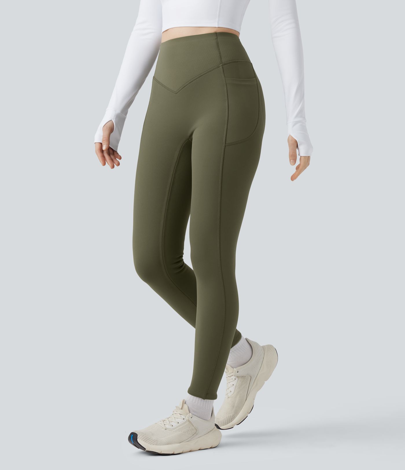 Halara UltraSculpt™ Extra Heat - Yoga-Leggings mit hohem Bund, Seitentaschen, Booty-Scrunch und Bauchkontrolle - Po-Lifting