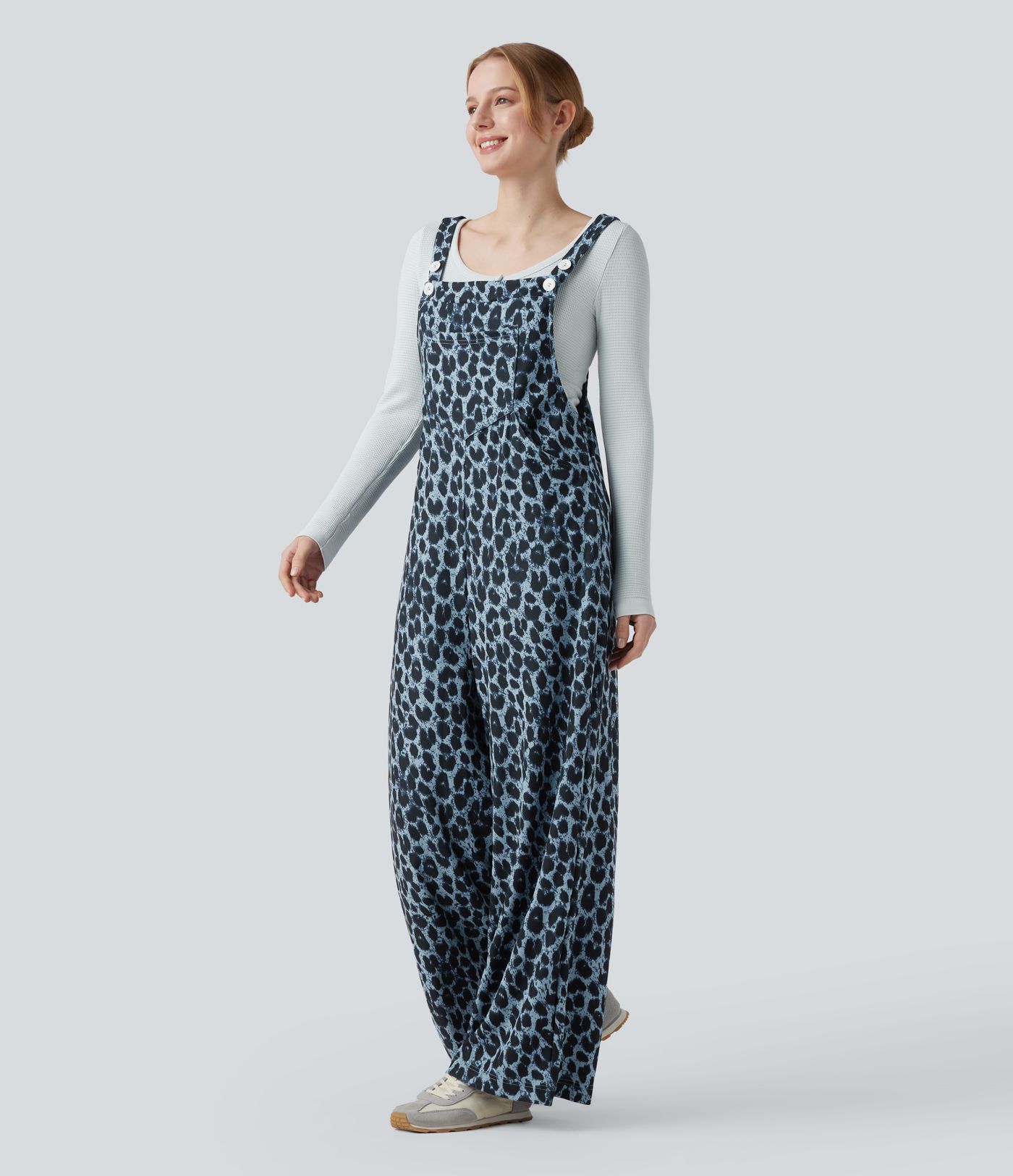 Lässiger Overall mit Seitentaschen und Waffelmuster