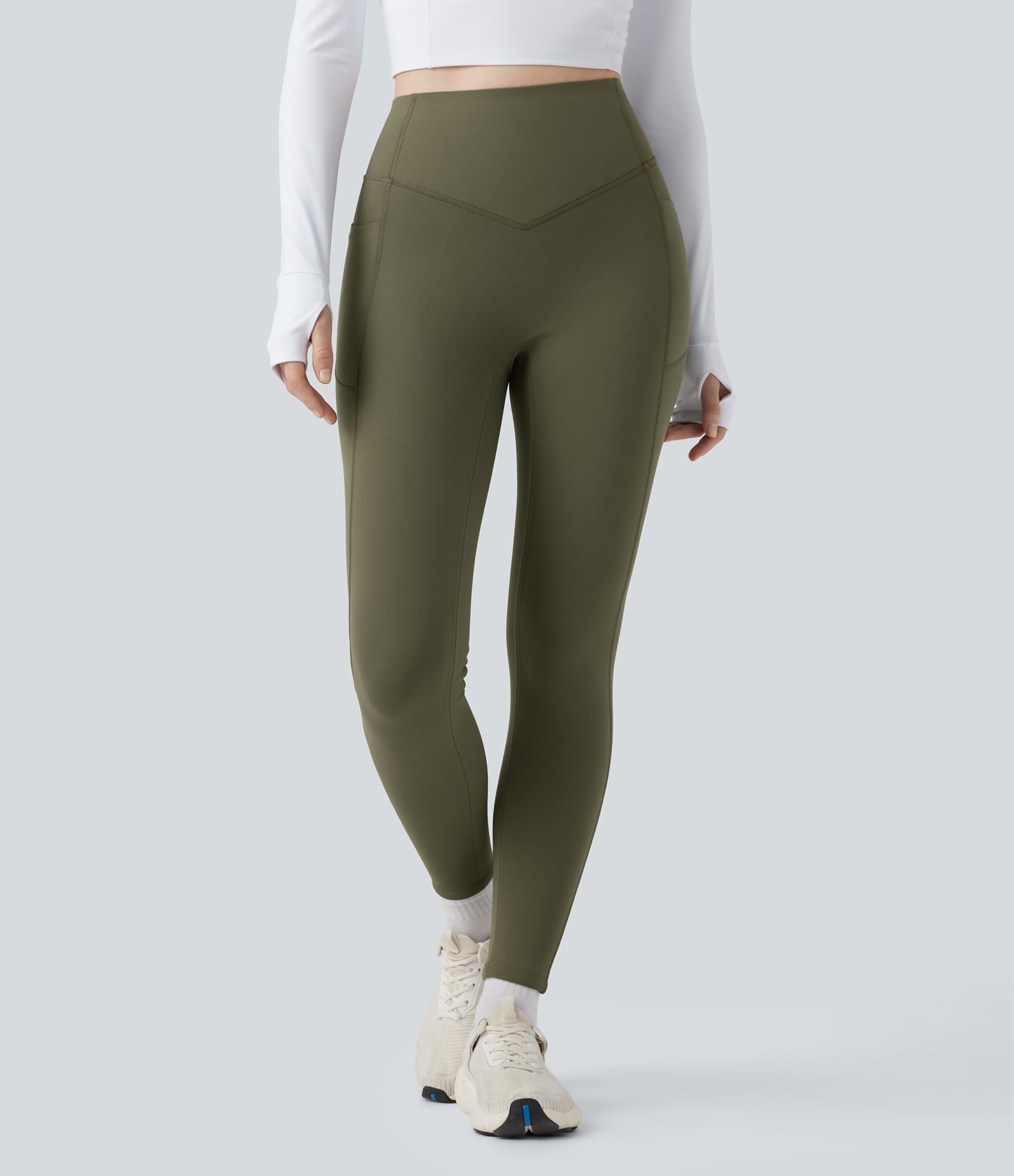 Halara UltraSculpt™ Extra Heat - Yoga-Leggings mit hohem Bund, Seitentaschen, Booty-Scrunch und Bauchkontrolle - Po-Lifting