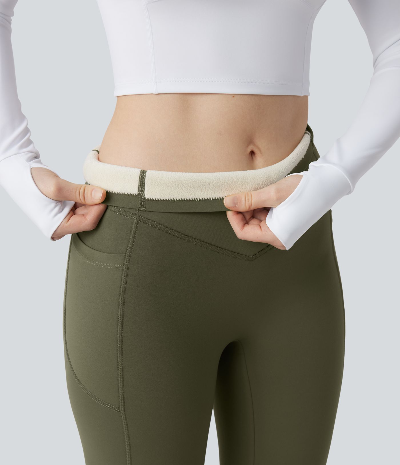 Halara UltraSculpt™ Extra Heat - Yoga-Leggings mit hohem Bund, Seitentaschen, Booty-Scrunch und Bauchkontrolle - Po-Lifting