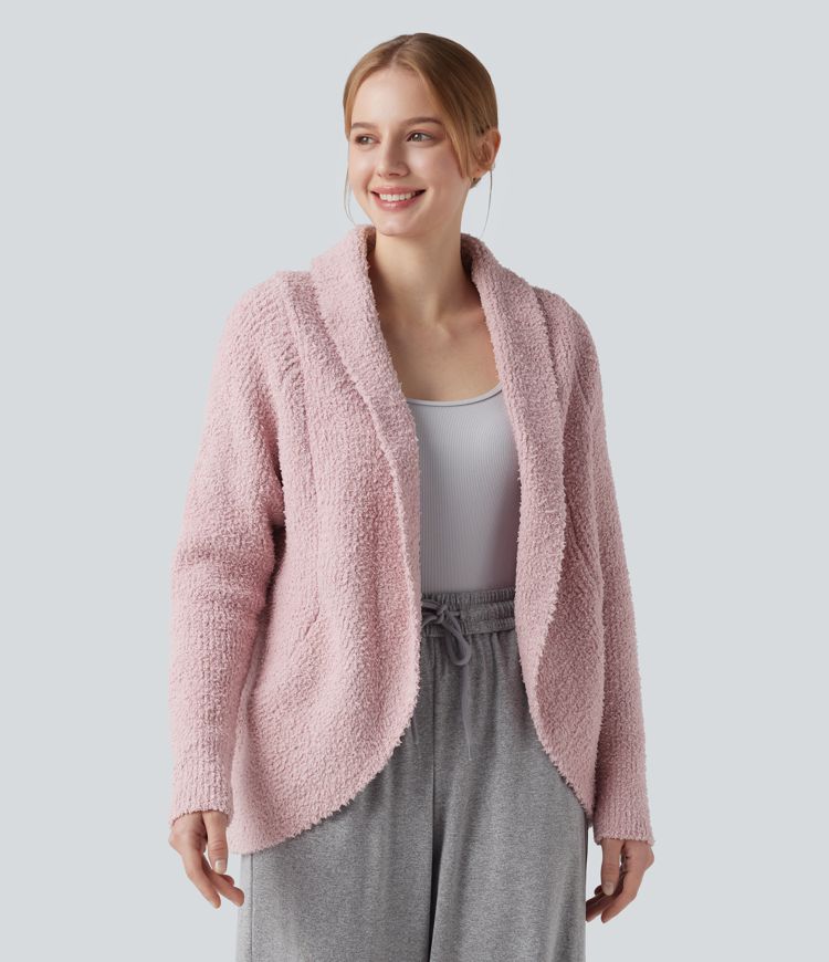 Shawl Collar Raglan Long Sleeve Casual Cardigan