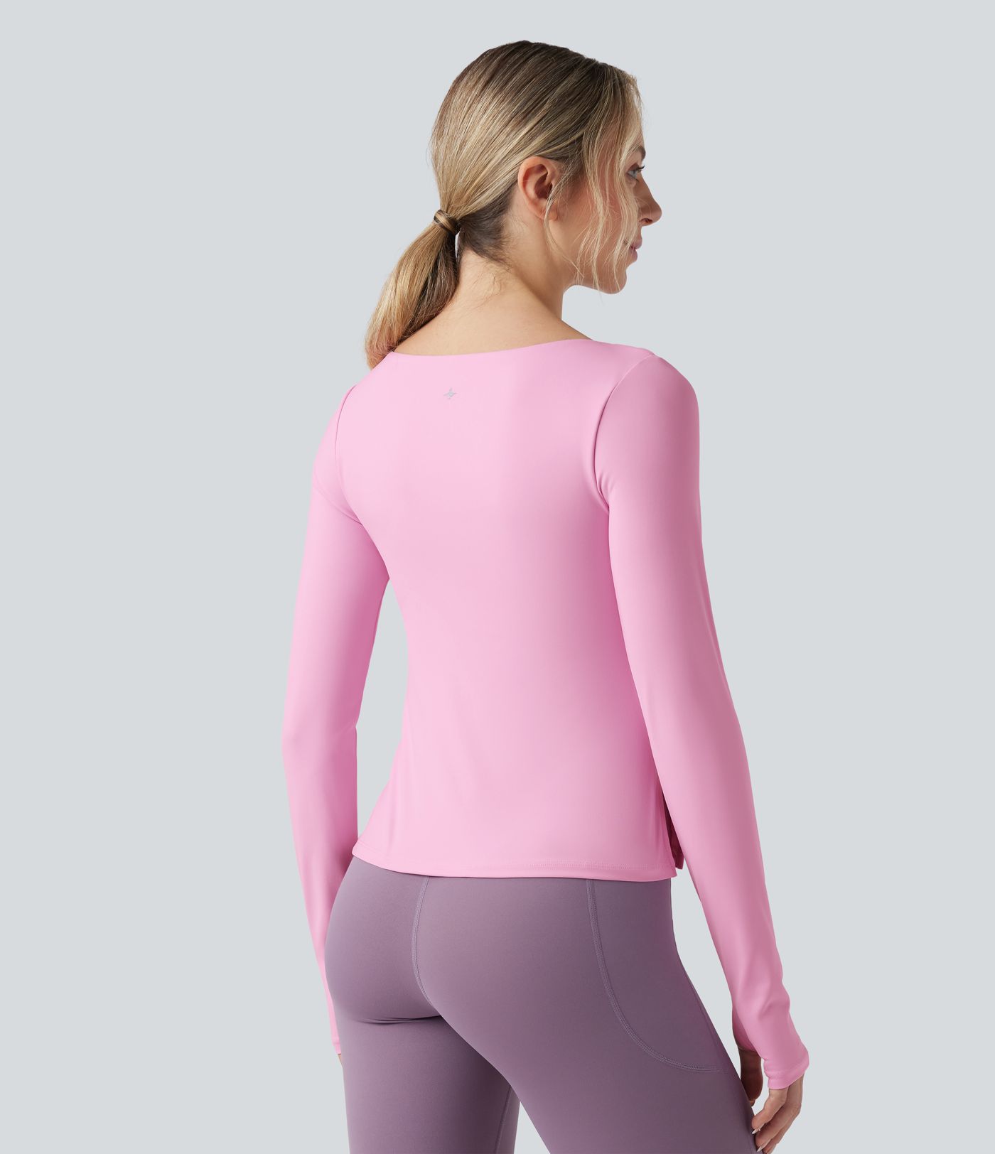 SoftlyZero™ Airy Push-Up Twisted Long Sleeve Thumb Holes Split Hem Yoga Sports Top