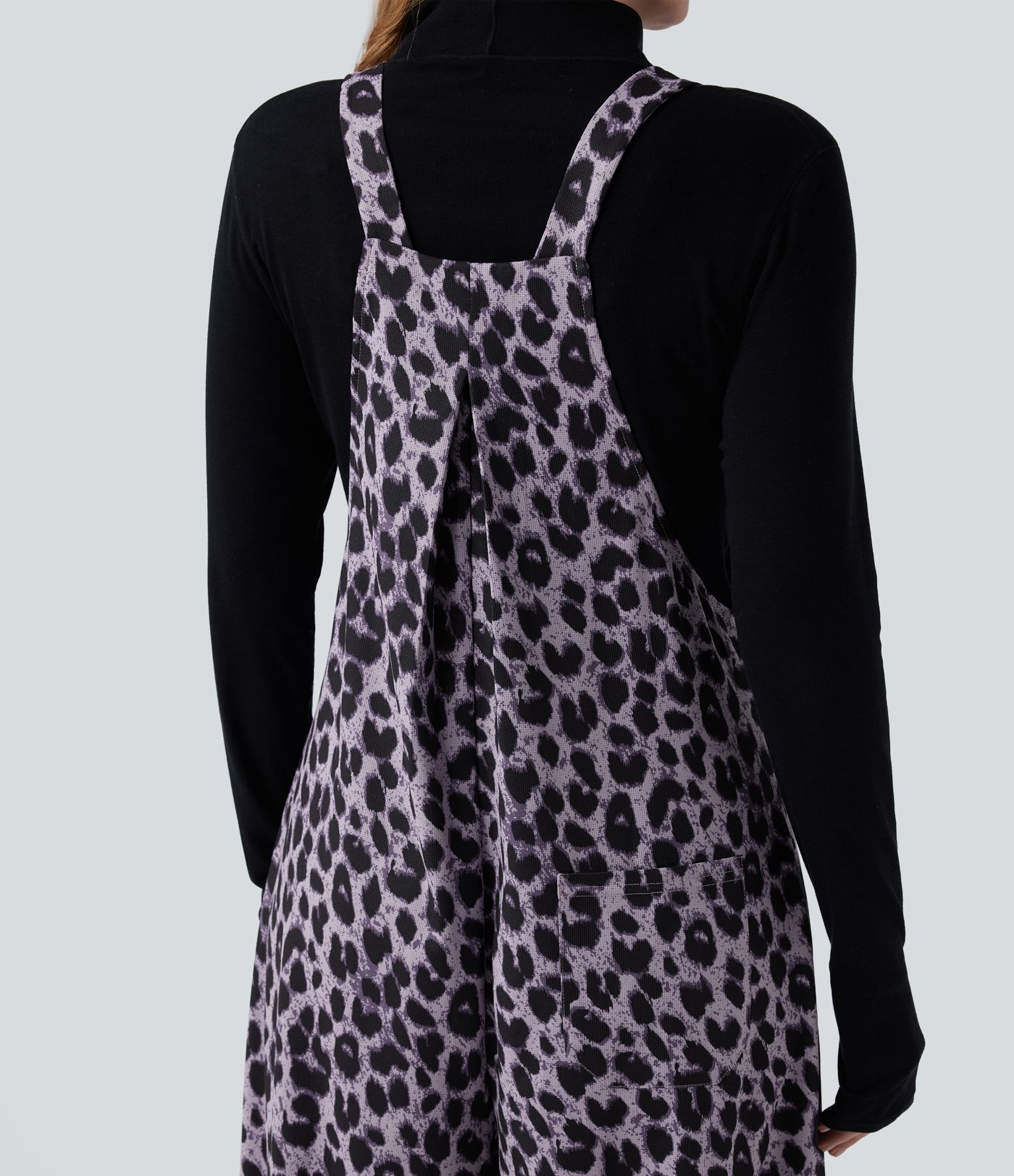 Leoparden-Print Waffel Lässige Latzhose mit Taschen