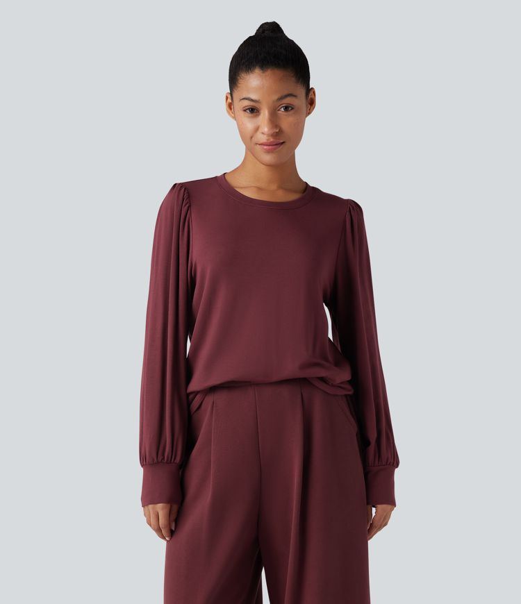 Round Neck Long Sleeve Casual Top