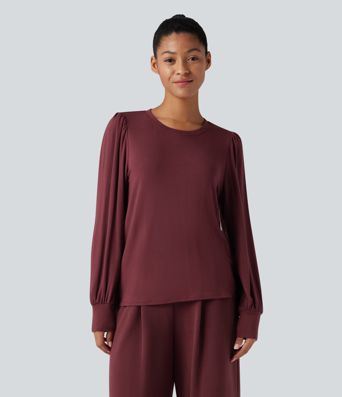 Round Neck Long Sleeve Casual Top