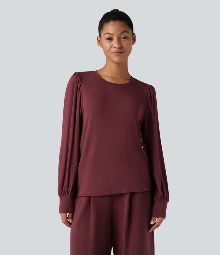 Round Neck Long Sleeve Casual Top