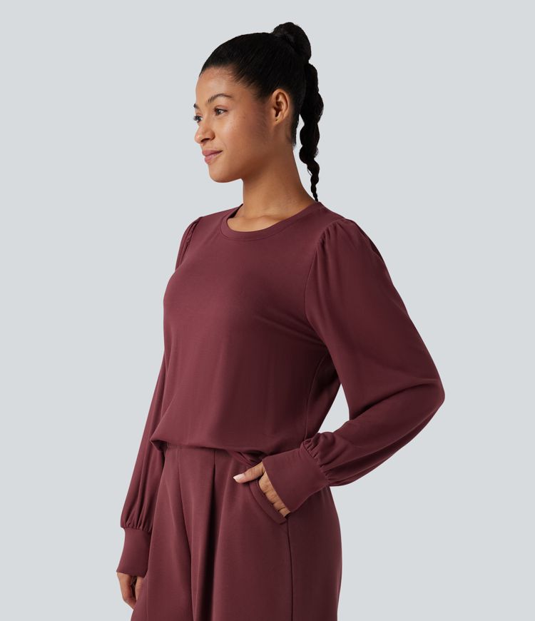 Round Neck Long Sleeve Casual Top