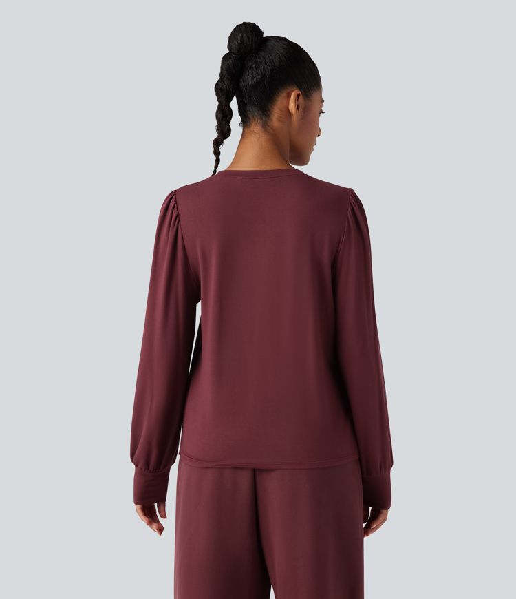 Round Neck Long Sleeve Casual Top