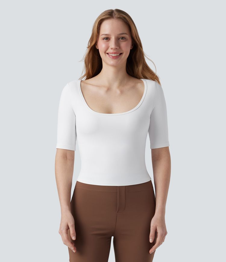 T-shirt de travail à col en V aérien SoftlyZero™ à manches courtes et toucher frais