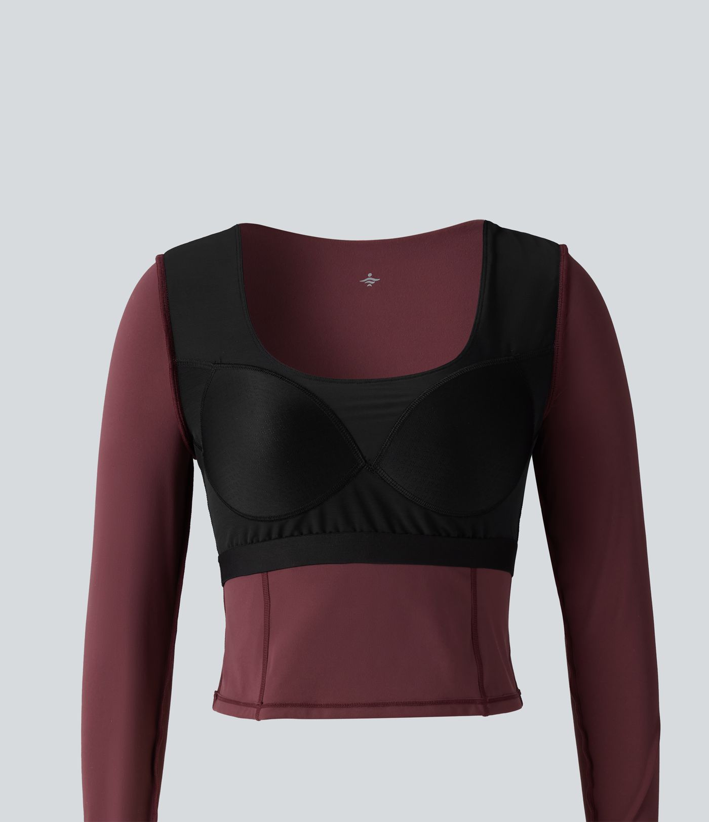 Top deportivo de yoga SoftlyZero™ de felpa con escote redondeado, efecto push-up, mangas largas con abertura para el pulgar y bolsillos