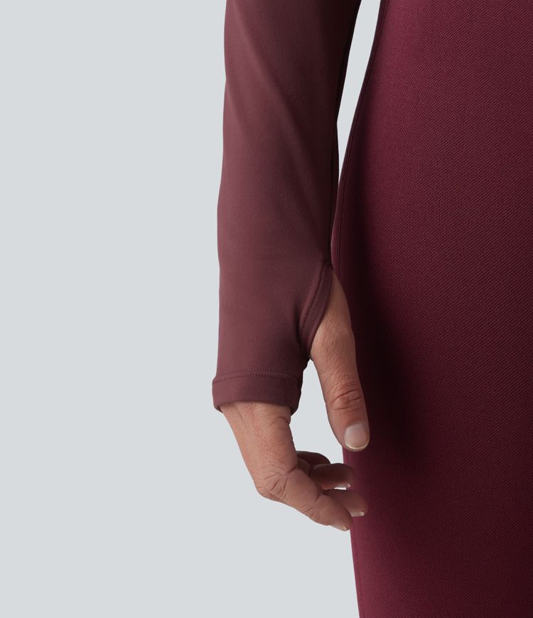 SoftlyZero™ Plush Scoop Neck Push-Up Long Sleeve Thumb Hole Yoga Sports Top with Pockets