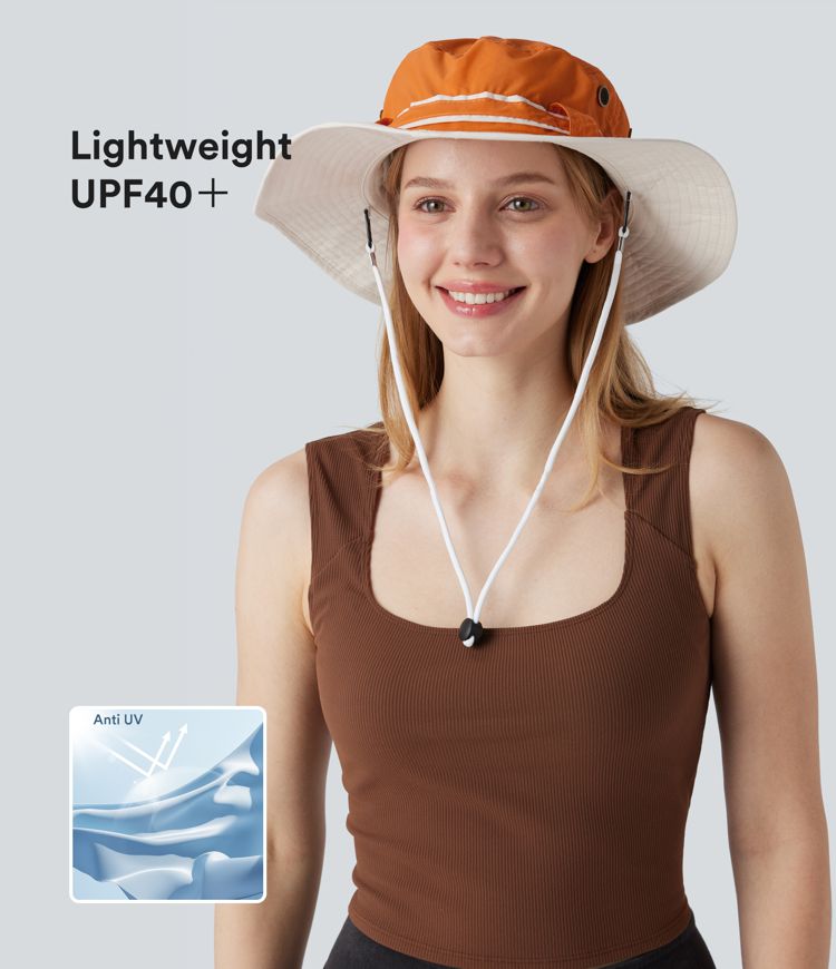 Wide Brim Adjustable Casual Sun Hat-UPF40+