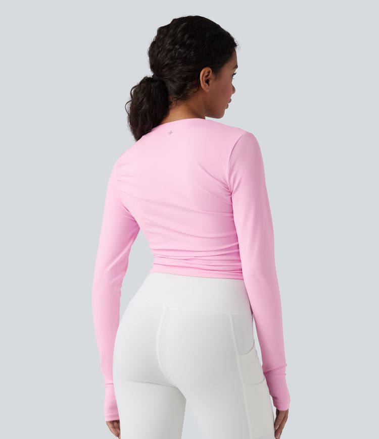 SoftlyZero™ Airy Asymmetric Neck Long Sleeve Thumb Hole Cool Touch Yoga Sports Top