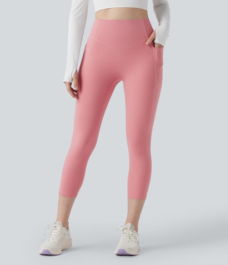 Halara UltraSculpt™ SoCinched Augstās jostas kapri treniņu legingi ar kabatām, kas paceļamvietu un kontrolē vēderu