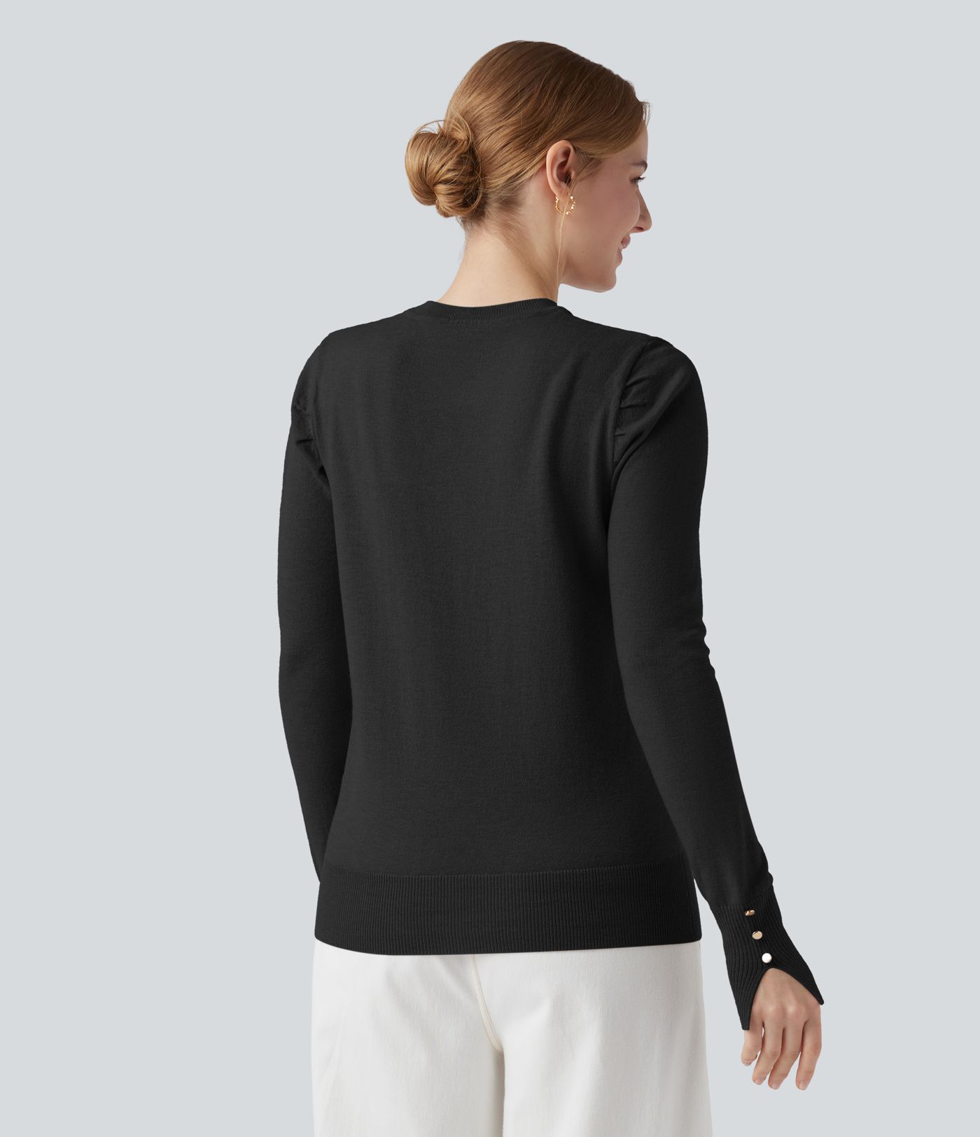 Round Neck Long Sleeve Work Sweater