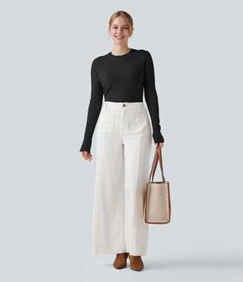 Round Neck Long Sleeve Work Sweater