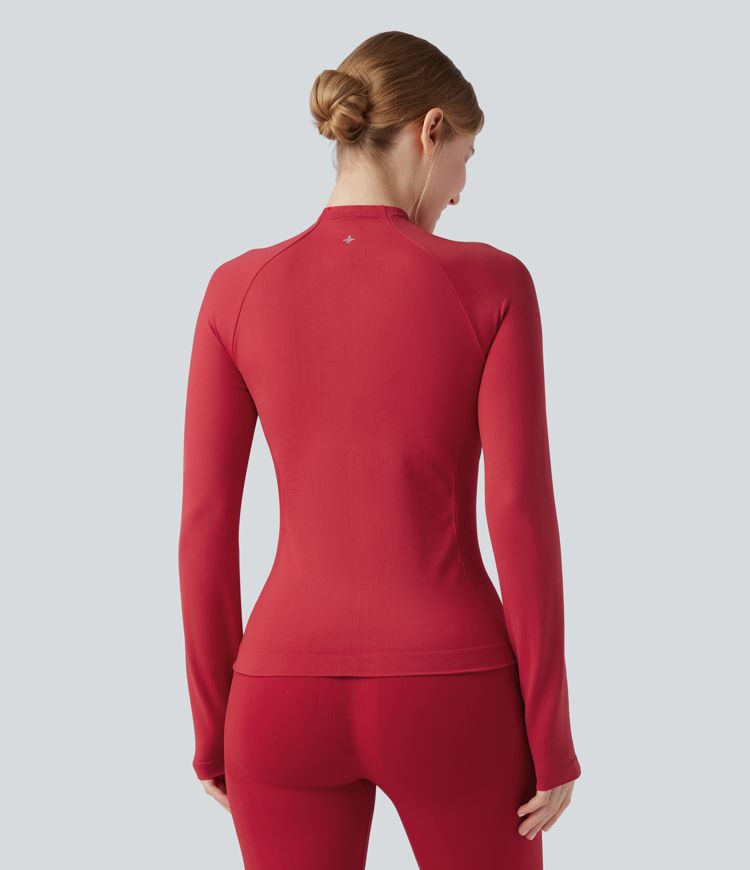 OneForm Seamless Flow Long Sleeve Zipper Ruched Yoga Jacket