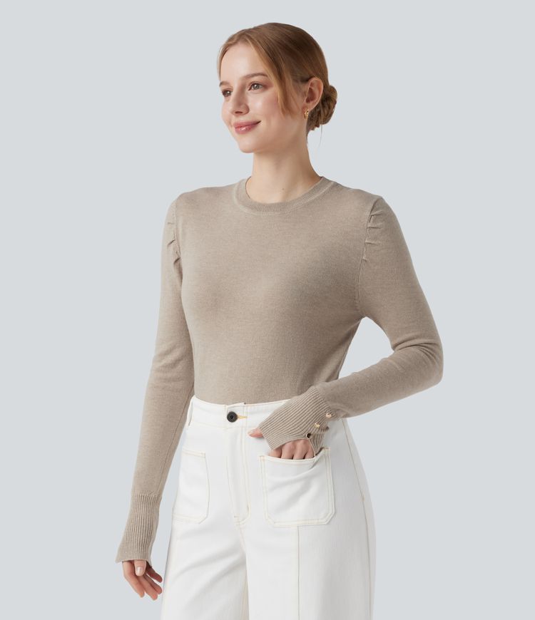 Round Neck Long Sleeve Work Sweater
