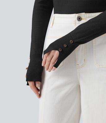 Round Neck Long Sleeve Work Sweater