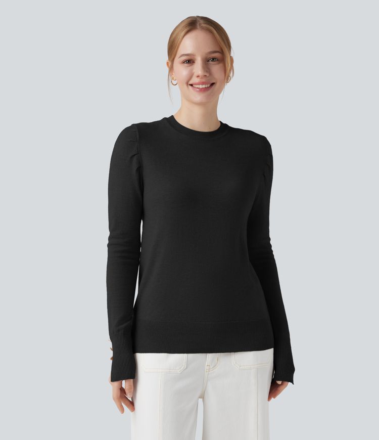 Round Neck Long Sleeve Work Sweater