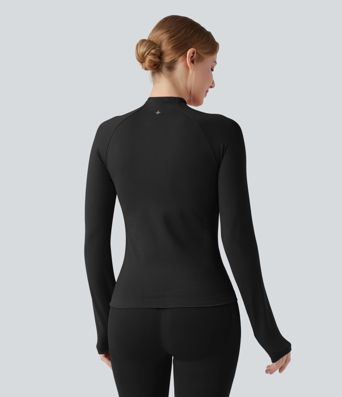 OneForm Seamless Flow Long Sleeve Zipper Ruched Yoga Jacket