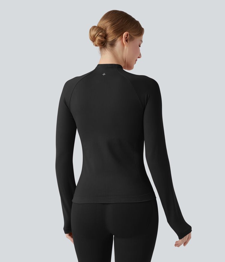 OneForm Seamless Flow Long Sleeve Zipper Ruched Yoga Jacket