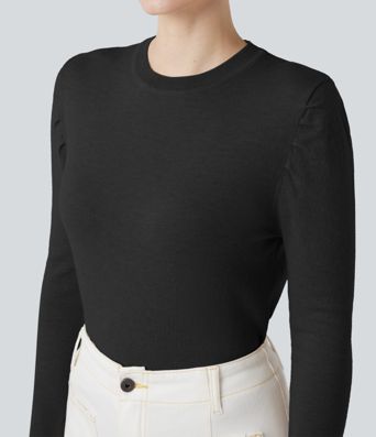 Round Neck Long Sleeve Work Sweater