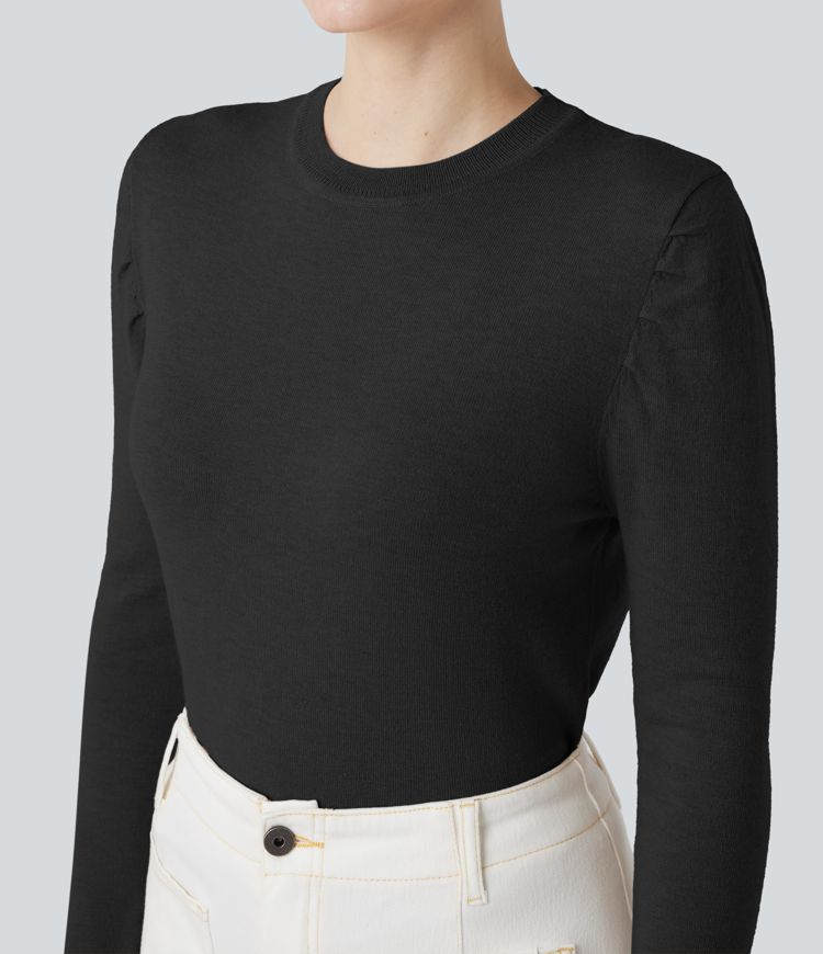 Round Neck Long Sleeve Work Sweater