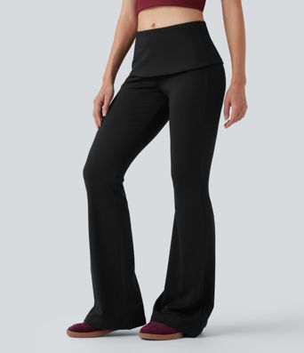 Foldover Mid Rise Casual Bootcut Pants Foldover Mid Rise Casual Bootcut Pants