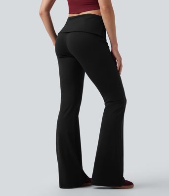 Foldover Mid Rise Casual Bootcut Pants Foldover Mid Rise Casual Bootcut Pants