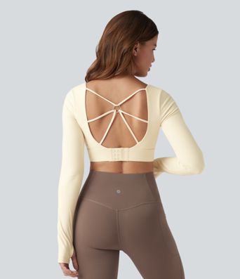 SoftlyZero™ Plush Crisscross Backless Adjustable Buckle Thumb Holes Cropped Yoga Sports Top