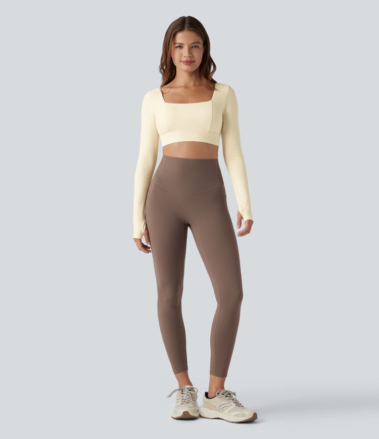 SoftlyZero™ Plush Crisscross Backless Adjustable Buckle Thumb Holes Cropped Yoga Sports Top