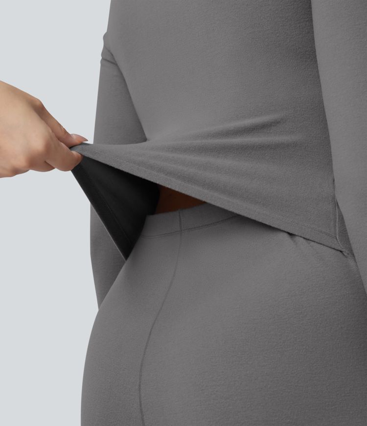 Halara HeatCore V-neck Long Sleeve Thumb Holes Skinny Casual Warming Jumpsuit-Easy Peezy