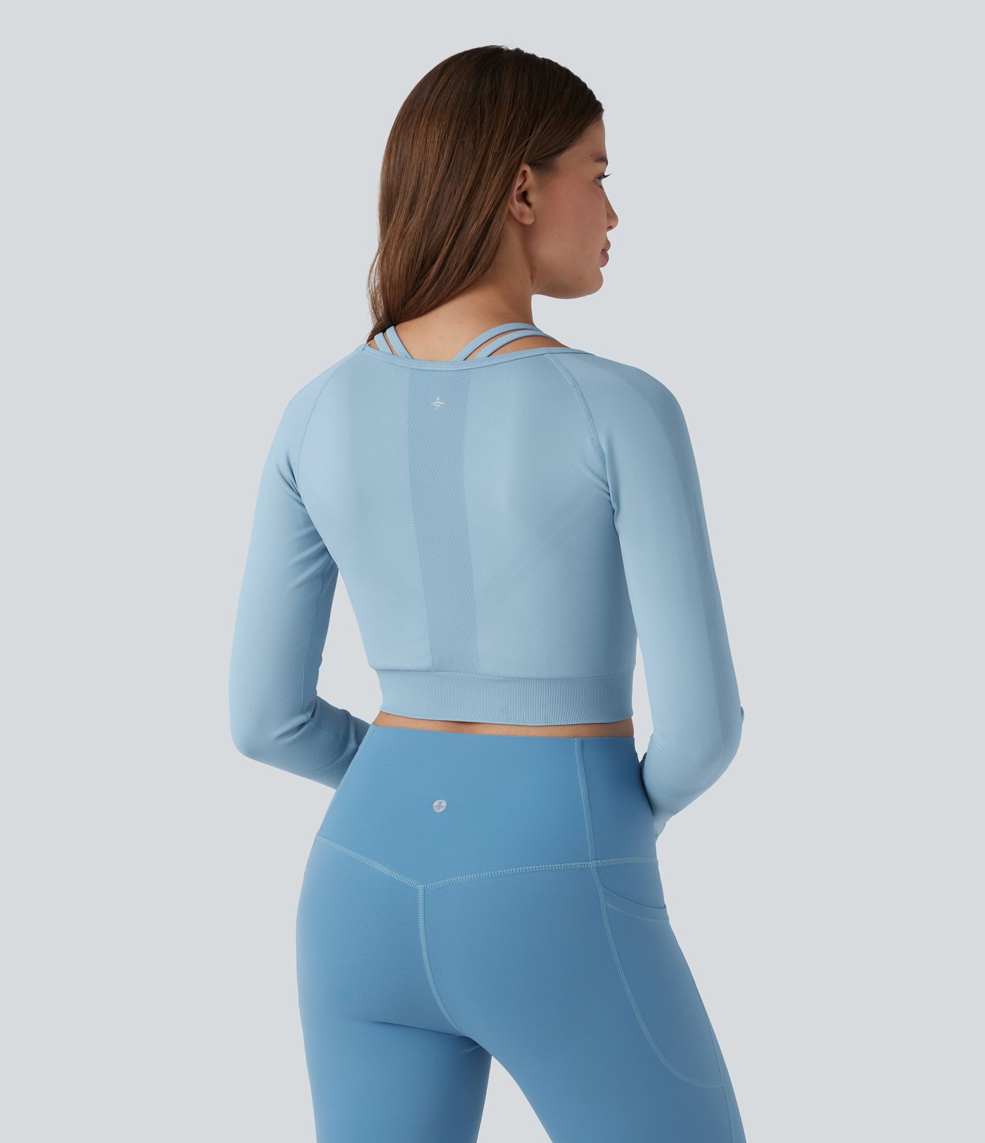 OneForm Seamless Flow Raglan Long Sleeve Cropped 2-in-1 Yoga Sports Top