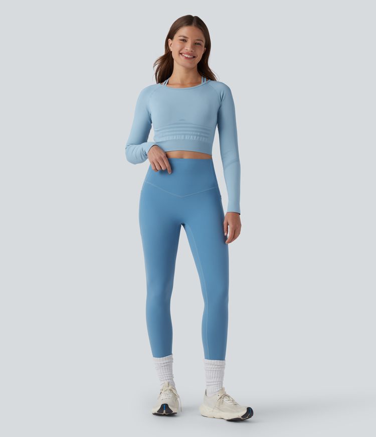 OneForm Seamless Flow Raglan Long Sleeve Cropped 2-in-1 Yoga Sports Top